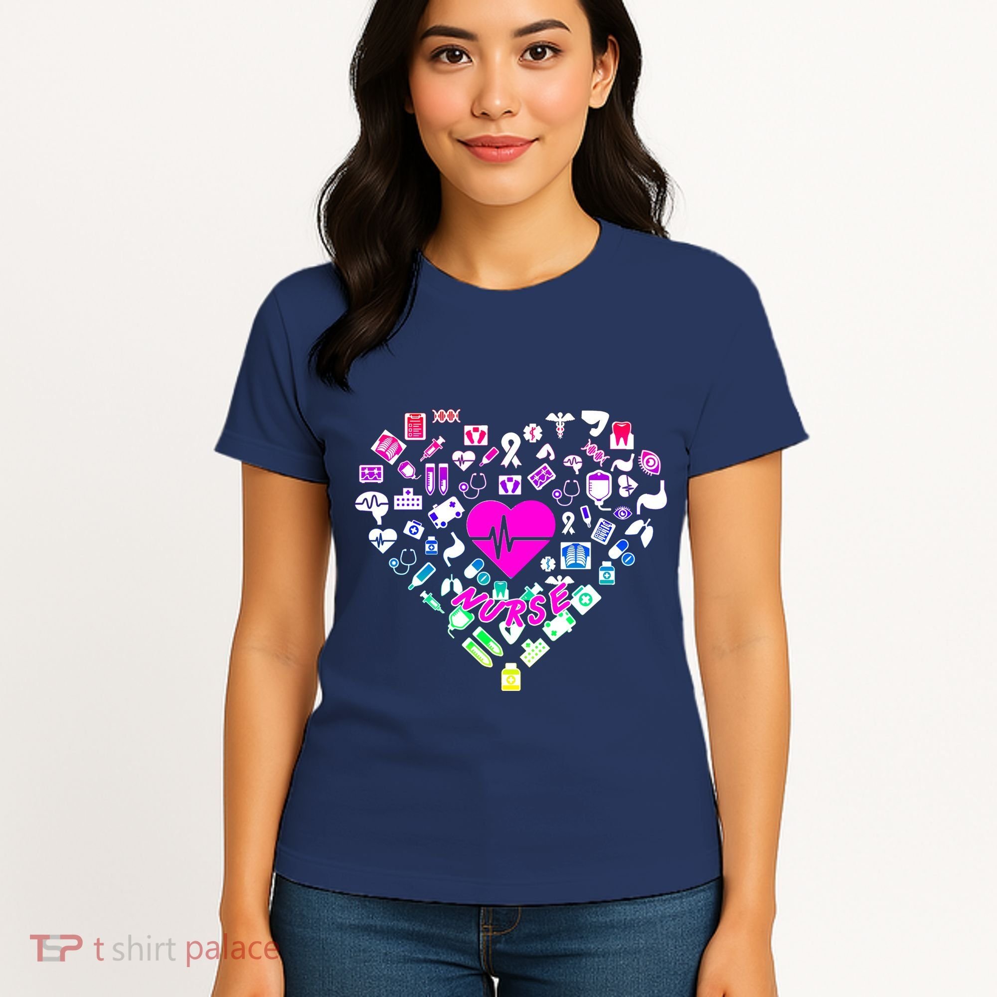 Love Nursing Rainbow Heart Collage Women's T-Shirt