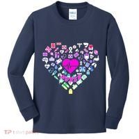 Love Nursing Rainbow Heart Collage Kids Long Sleeve Shirt thumb 0