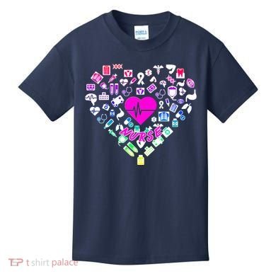 Love Nursing Rainbow Heart Collage Kids T-Shirt