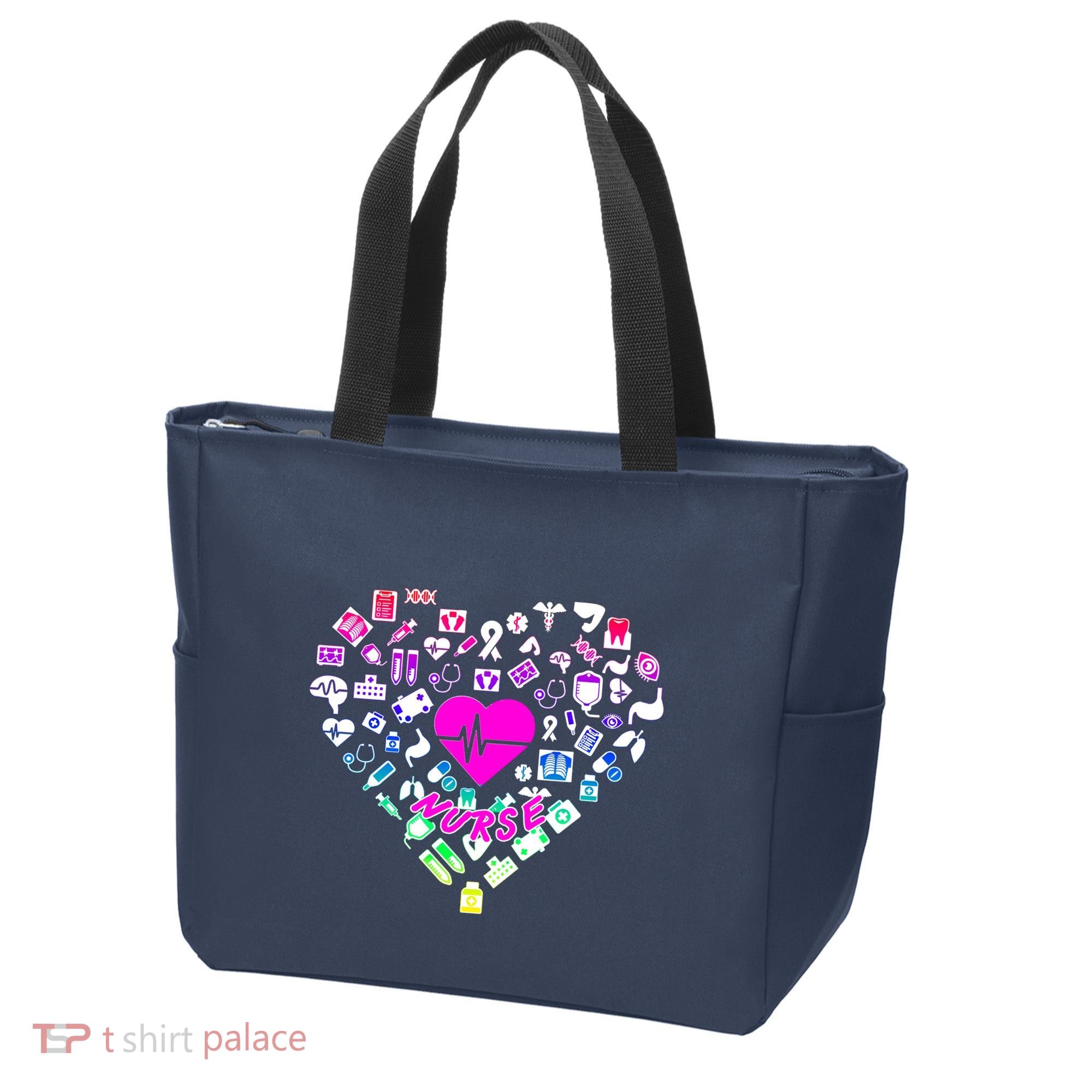 Love Nursing Rainbow Heart Collage Tote Bag