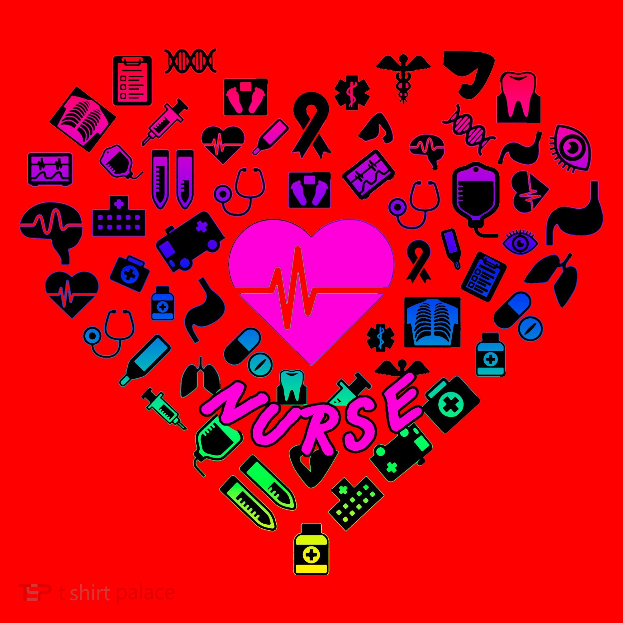 Love Nursing Rainbow Heart Collage Santa Hat