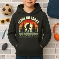 Leave No Trace Bigfoot Hiking And Camping Kids Hoodie thumb 2