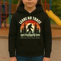 Leave No Trace Bigfoot Hiking And Camping Kids Hoodie thumb 3