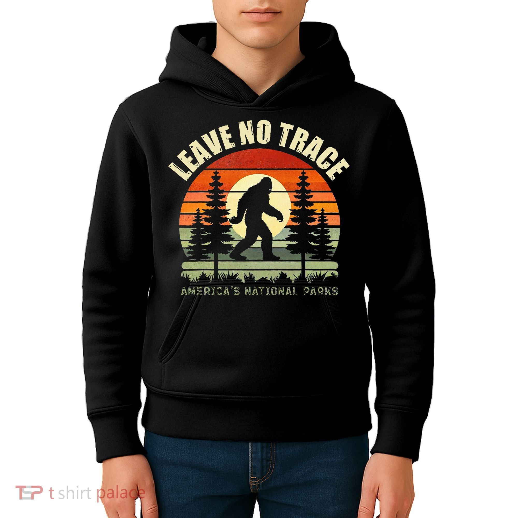 Leave No Trace Bigfoot Hiking And Camping Kids Hoodie