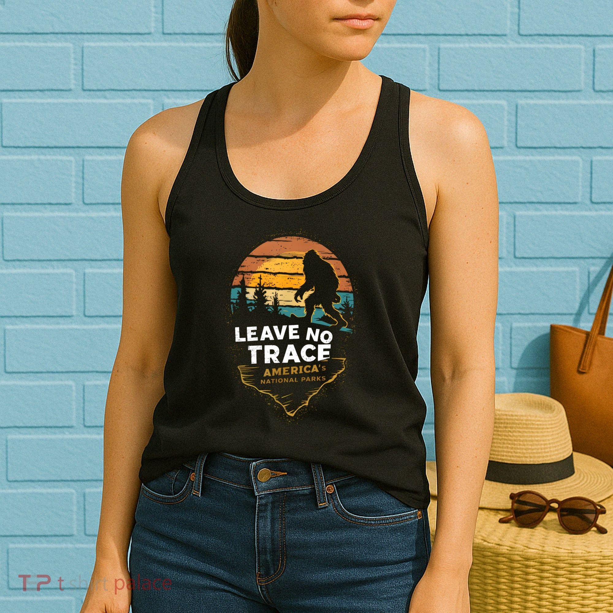 Leave No Trace America National Parks Funny Bigfoot Women's Tank Top