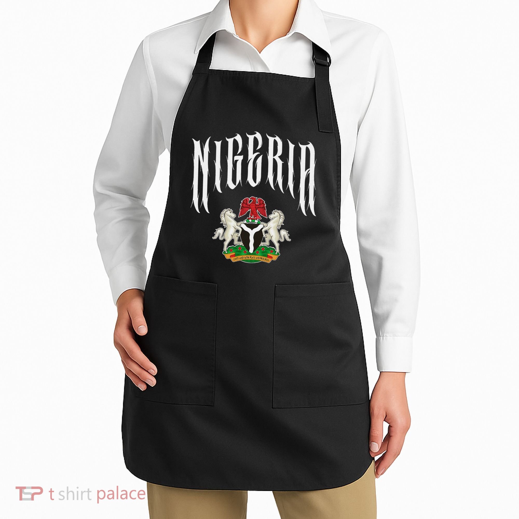 Love Nigeria With Nigerian Flag Inside A Circle Apron