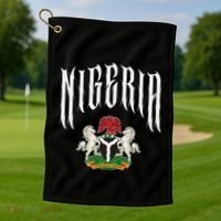 Love Nigeria With Nigerian Flag Inside A Circle Golf Towel thumb 1