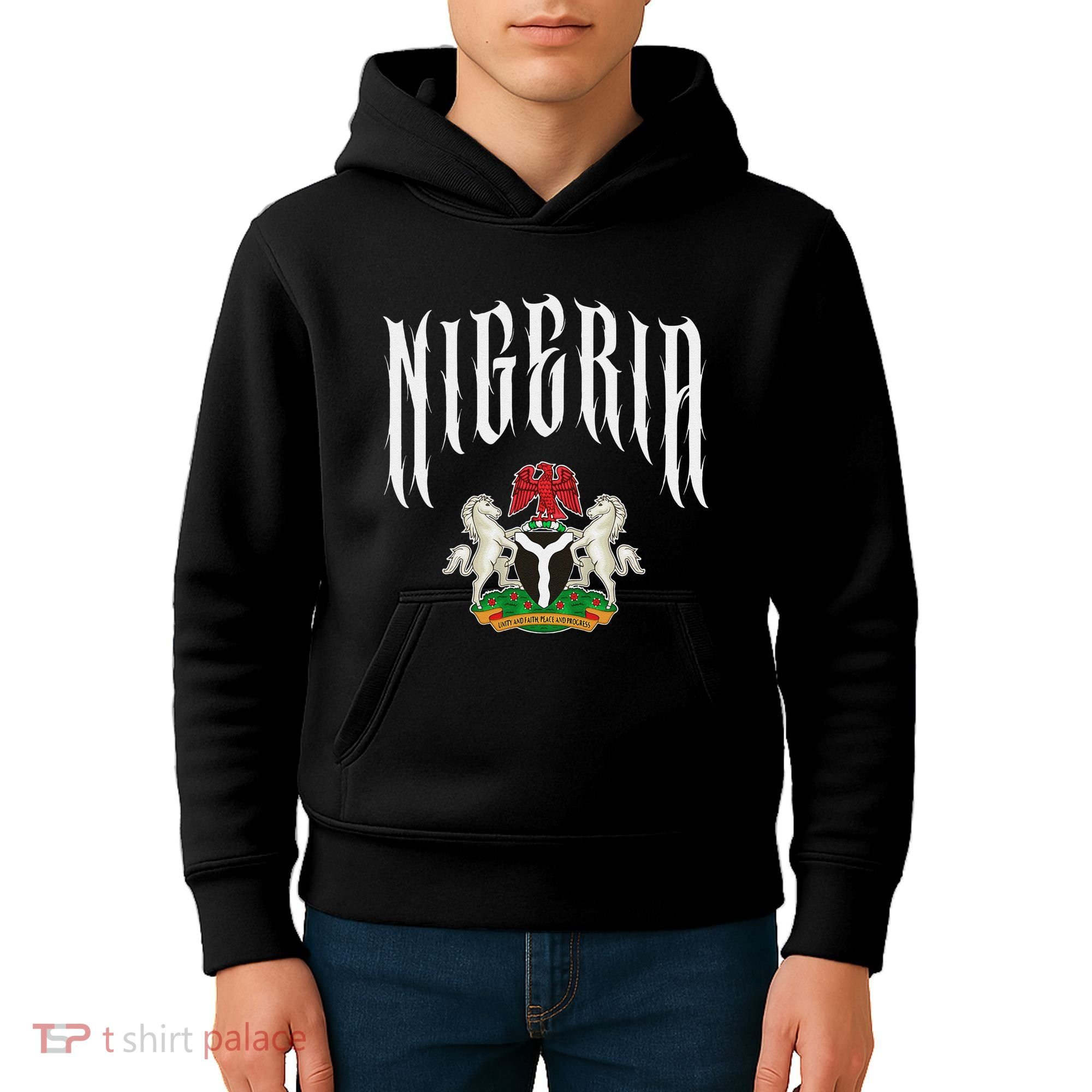Love Nigeria With Nigerian Flag Inside A Circle Kids Hoodie