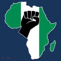 Love Nigeria With Nigerian Flag In Africa Map Raised Fist T-Shirt thumb 7