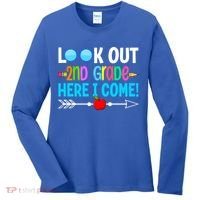 Look Out 2nd Grade Here I Come Back To School First Day Gift Women's Long Sleeve Shirt thumb 0