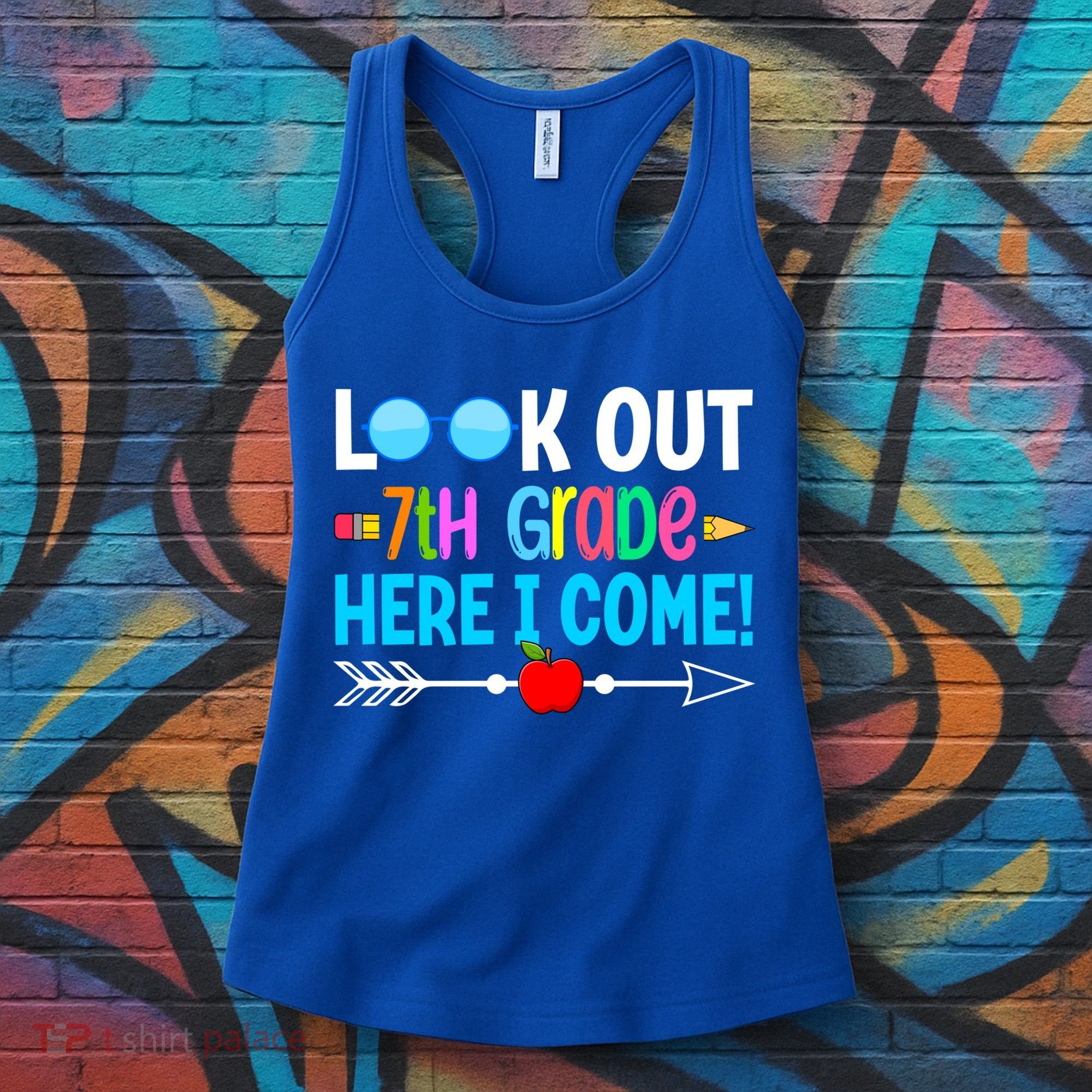 Look Out 7th Grade Here I Come Back To School First Day Gift Women's Tank Top