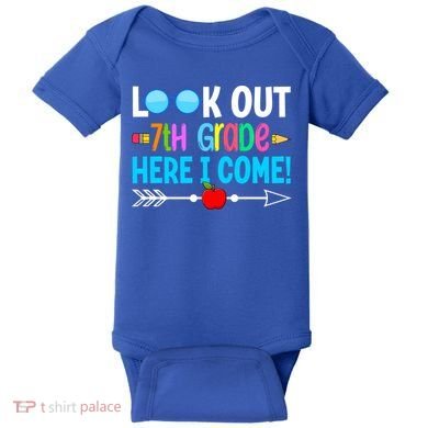 Look Out 7th Grade Here I Come Back To School First Day Gift Baby Bodysuit