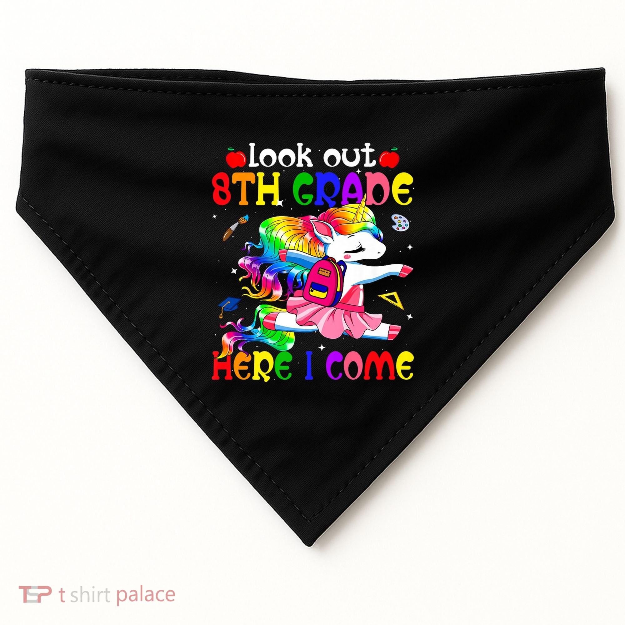 Look Out 8th Grade Here I Come Unicorn Back To School USA-Made Doggie Bandana