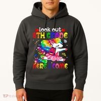 Look Out 8th Grade Here I Come Unicorn Back To School Hoodie thumb 2