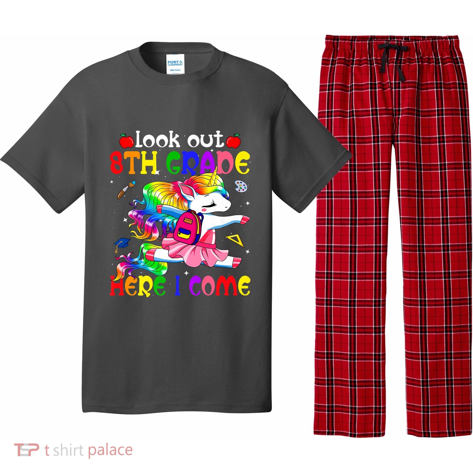 Look Out 8th Grade Here I Come Unicorn Back To School Pajama Set