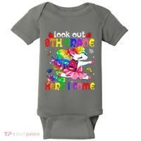 Look Out 8th Grade Here I Come Unicorn Back To School Baby Bodysuit thumb 0