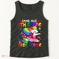 Look Out 8th Grade Here I Come Unicorn Back To School Tank Top thumb 2