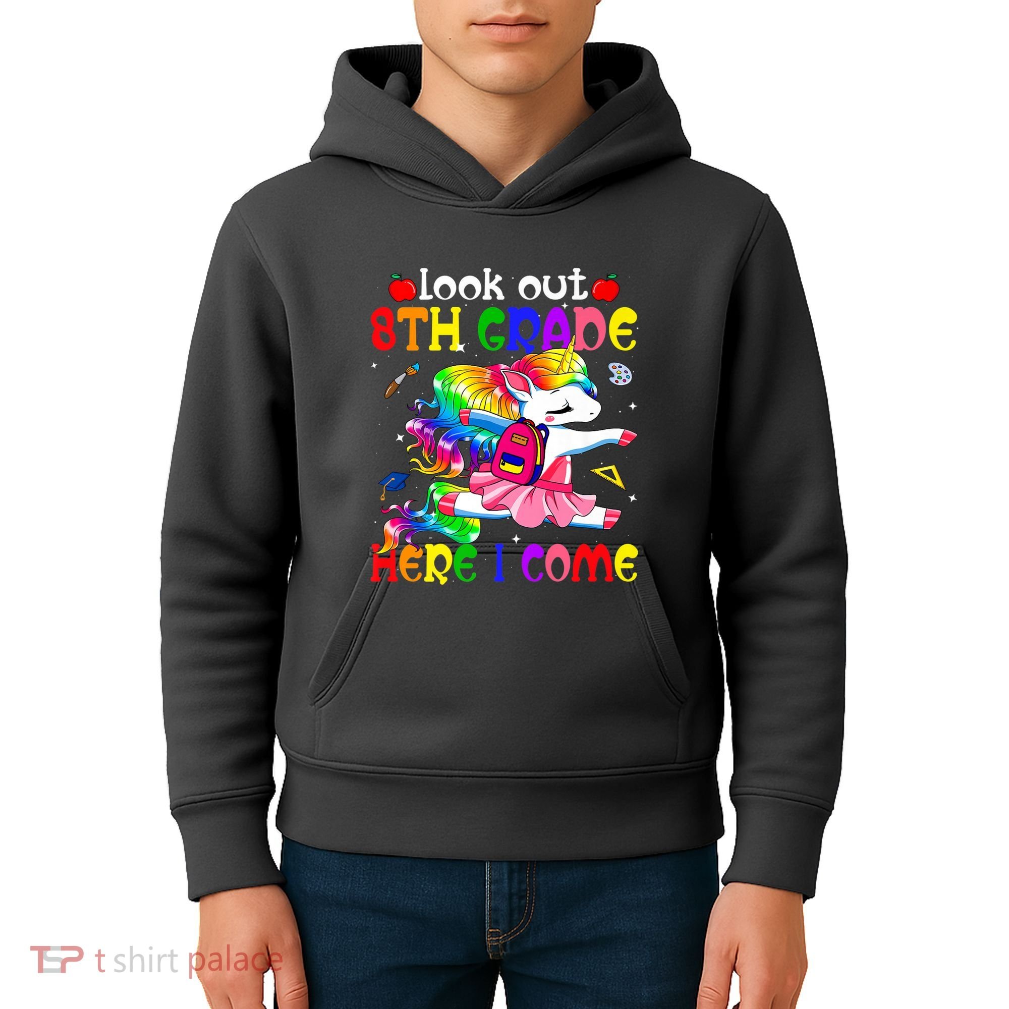 Look Out 8th Grade Here I Come Unicorn Back To School Kids Hoodie