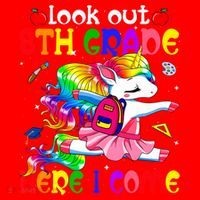 Look Out 8th Grade Here I Come Unicorn Back To School Santa Hat thumb 1