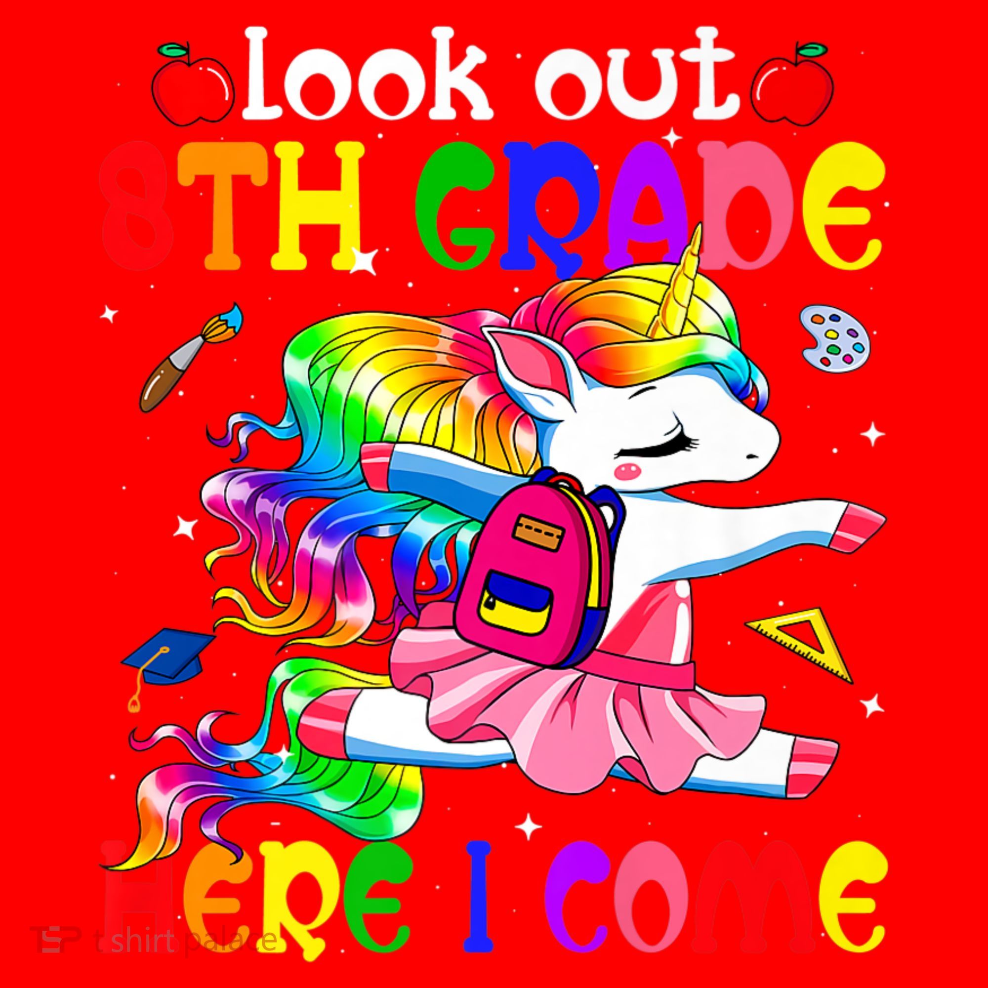 Look Out 8th Grade Here I Come Unicorn Back To School Santa Hat