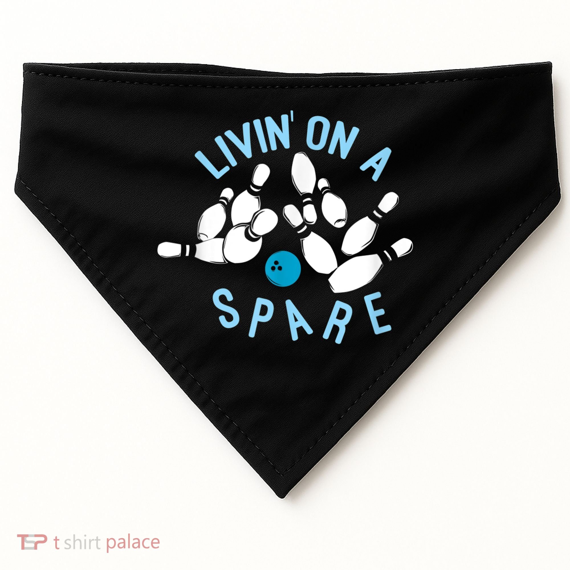 Livin On A Spare Funny Bowler & Bowling USA-Made Doggie Bandana