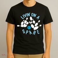 Livin On A Spare Funny Bowler & Bowling T-Shirt thumb 3