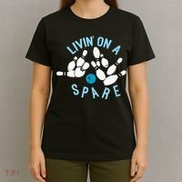 Livin On A Spare Funny Bowler & Bowling T-Shirt thumb 4