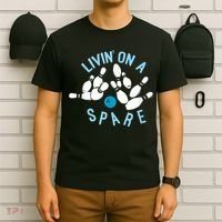 Livin On A Spare Funny Bowler & Bowling T-Shirt thumb 6