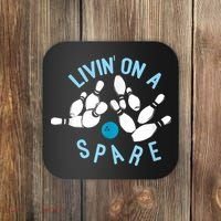 Livin On A Spare Funny Bowler & Bowling Coaster thumb 0
