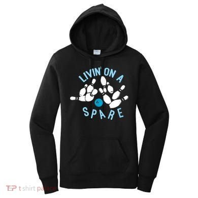 Livin On A Spare Funny Bowler & Bowling Women's Hoodie