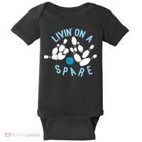 Livin On A Spare Funny Bowler & Bowling Baby Bodysuit thumb 0