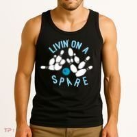 Livin On A Spare Funny Bowler & Bowling Tank Top thumb 3