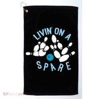 Livin On A Spare Funny Bowler & Bowling Golf Towel thumb 0