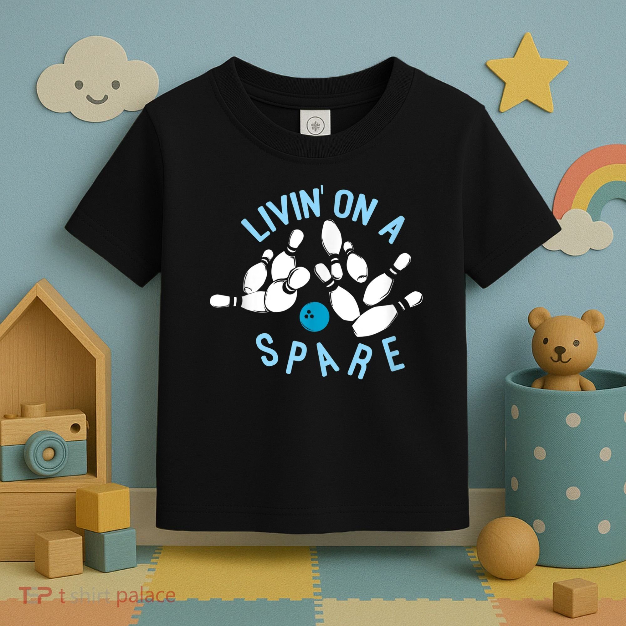 Livin On A Spare Funny Bowler & Bowling Toddler T-Shirt