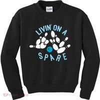 Livin On A Spare Funny Bowler & Bowling Kids Sweatshirt thumb 0