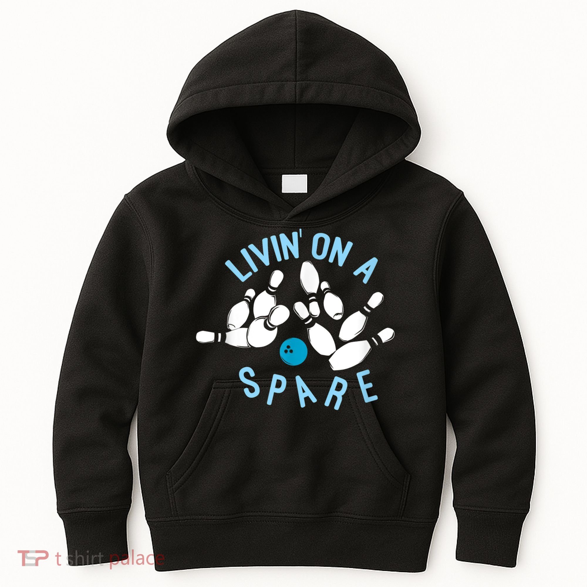 Livin On A Spare Funny Bowler & Bowling Kids Hoodie