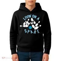 Livin On A Spare Funny Bowler & Bowling Kids Hoodie thumb 4