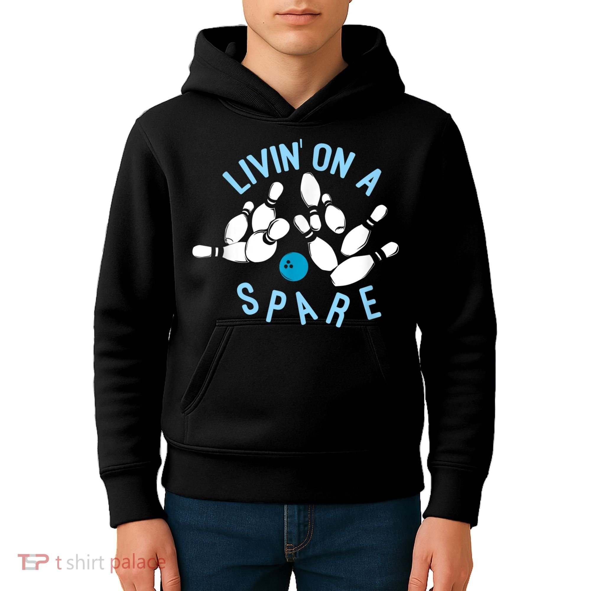 Livin On A Spare Funny Bowler & Bowling Kids Hoodie
