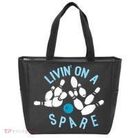 Livin On A Spare Funny Bowler & Bowling Tote Bag thumb 0