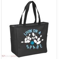 Livin On A Spare Funny Bowler & Bowling Tote Bag thumb 2
