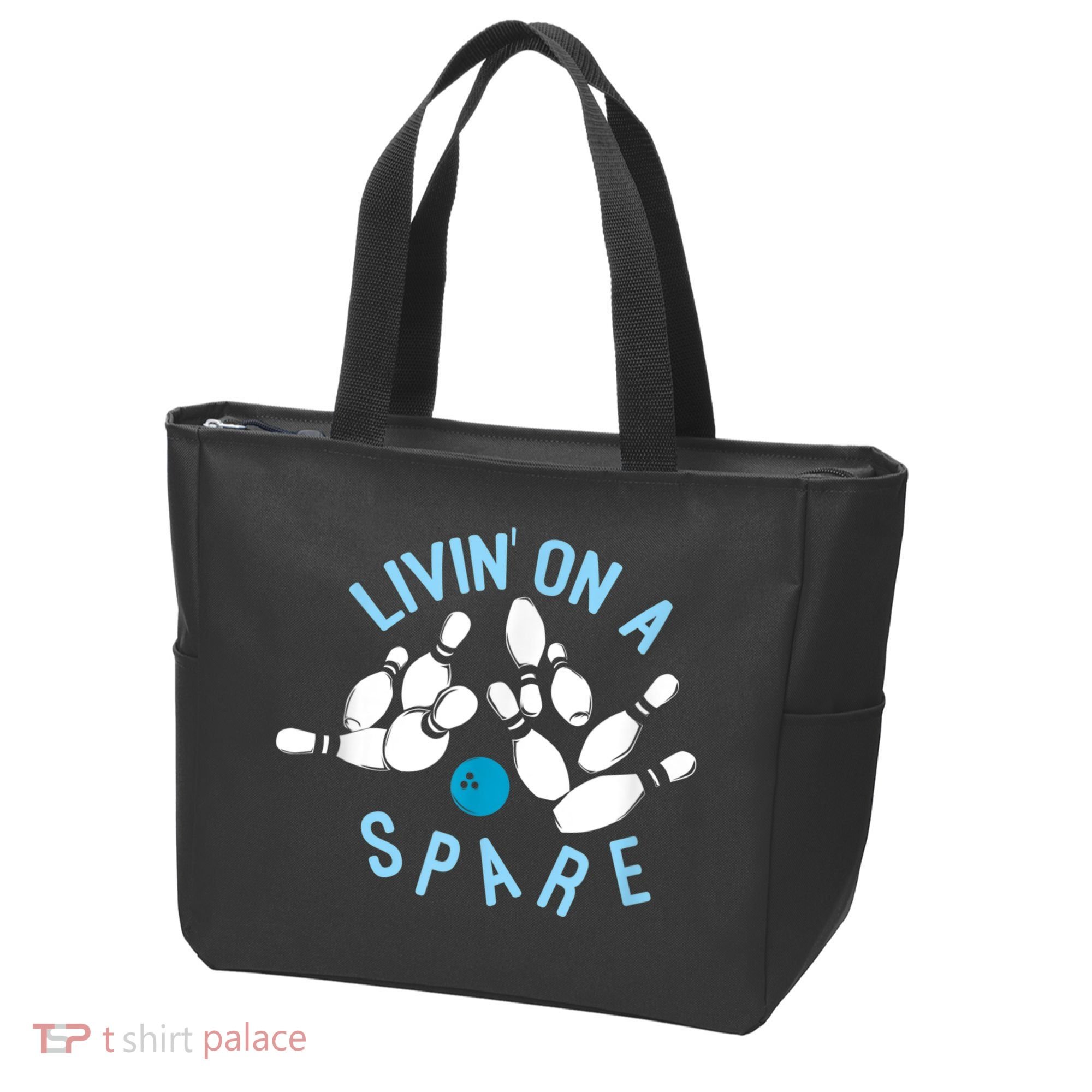 Livin On A Spare Funny Bowler & Bowling Tote Bag