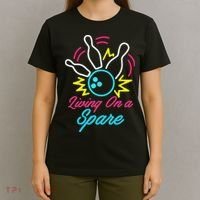 Living On A Spare Funny Bowling Pins Sports Hobby T-Shirt thumb 4