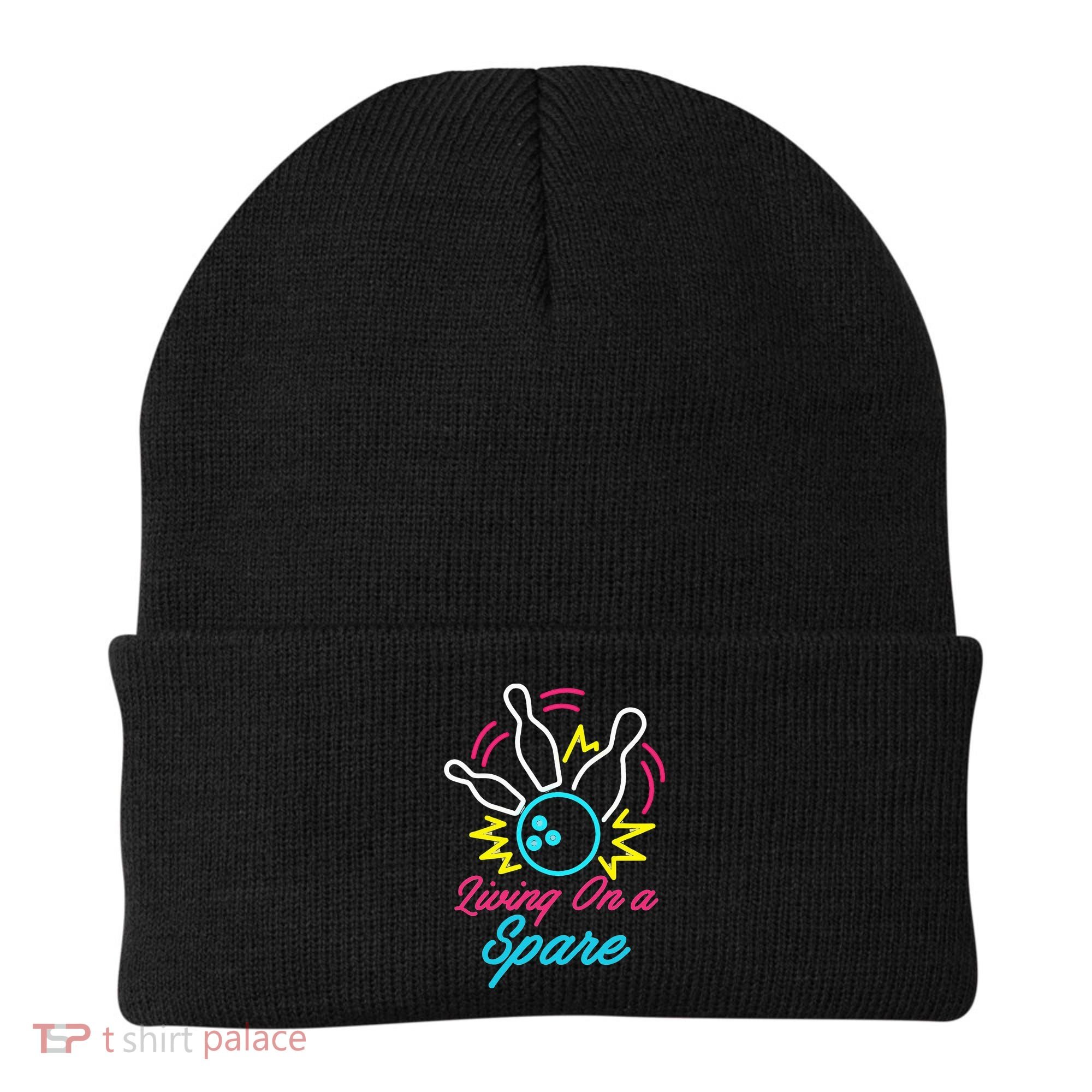Living On A Spare Funny Bowling Pins Sports Hobby Beanie
