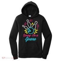 Living On A Spare Funny Bowling Pins Sports Hobby Women's Hoodie thumb 0
