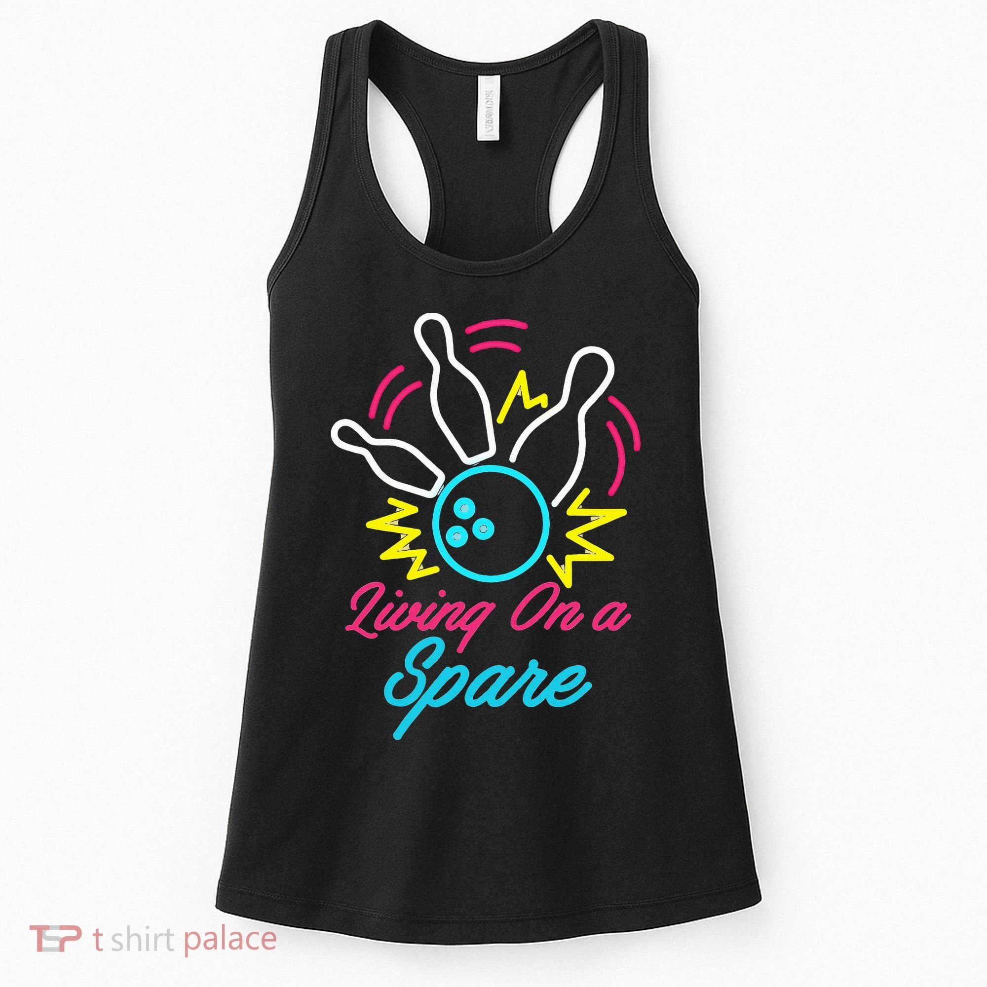 Living On A Spare Funny Bowling Pins Sports Hobby Women's Tank Top