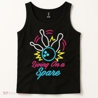 Living On A Spare Funny Bowling Pins Sports Hobby Tank Top thumb 2