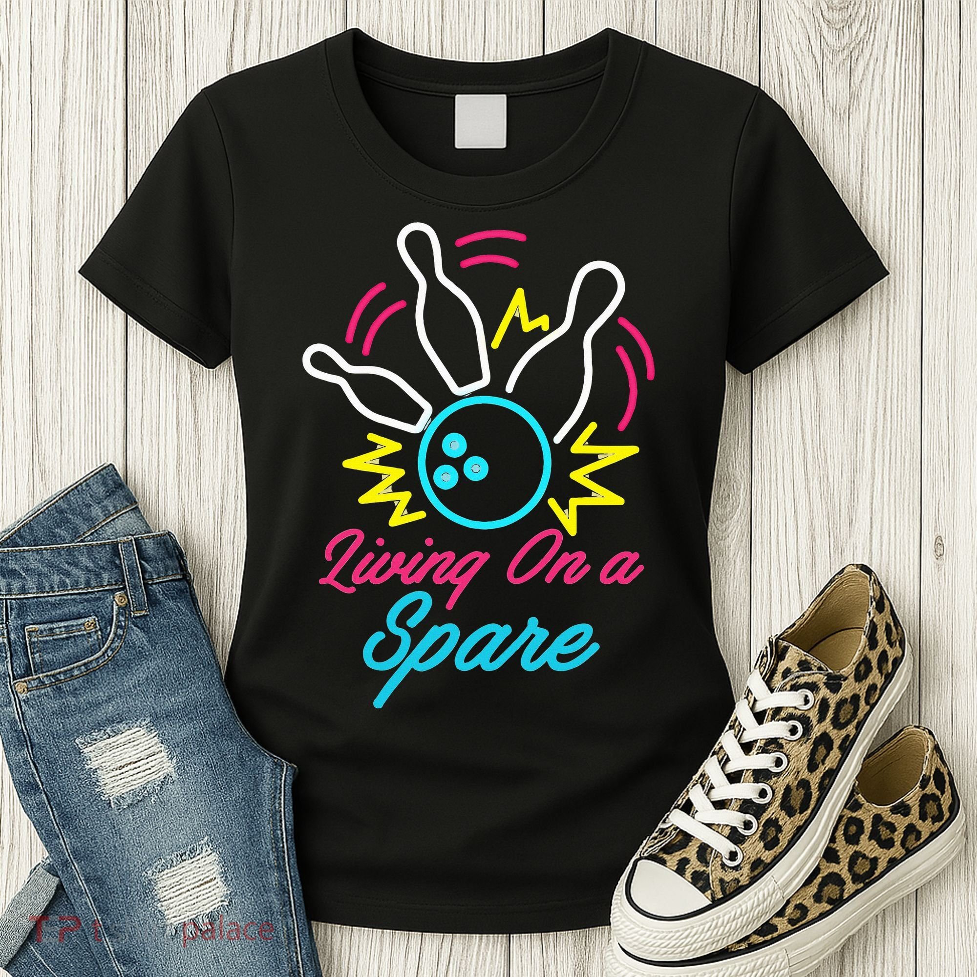Living On A Spare Funny Bowling Pins Sports Hobby Women's T-Shirt