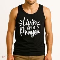 Livin On A Prayer Christian God Faith Prayers Tank Top thumb 3