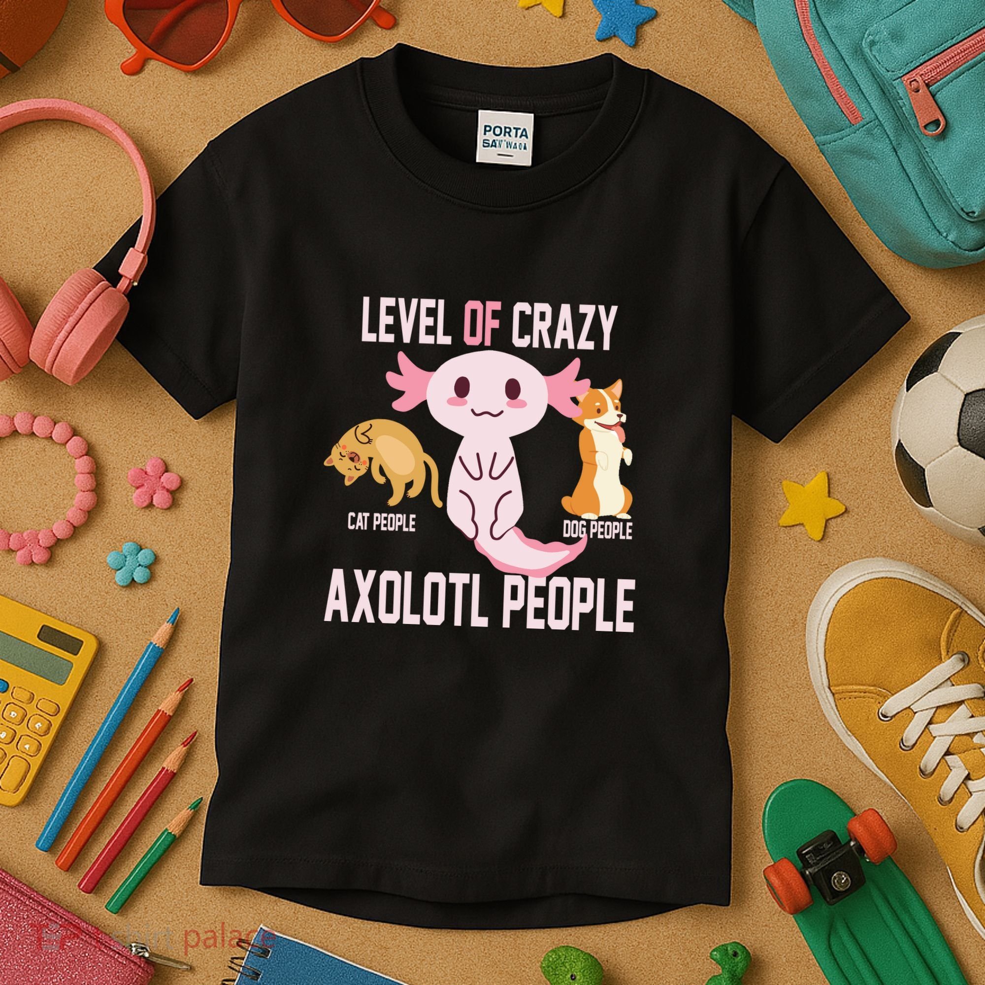Level Of Crazy Axolotl People Kids T-Shirt