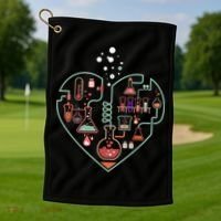 Love Of Chemistry Heart Golf Towel thumb 1